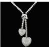 Image 1 : 14K White Gold  2.82ct Lariat Style Diamond Neckla