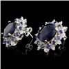 Image 2 : 14K Gold 8.00ct Sapphire & 0.50ctw Diamond Earring