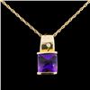 14K Gold 2.50ct Amethyst & 0.03ctw Diamond Pendant