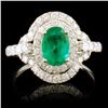 18k White Gold 0.93ct Emerald & 0.82ctw Diamond Ri