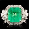 Image 1 : 18K Gold 2.60ct Emerald & 0.77ctw Diamond Ring