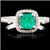 Image 1 : 18K White Gold 0.69ct Emerald & 0.41ct Diamond Rin