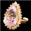 Image 2 : 14K Gold 13.58ct Kunzite & 1.12ctw Diamond Ring