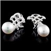 Image 2 : 14K Gold 12.00mm Pearl & 1.12ctw Diamond Earrings