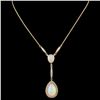Image 2 : 14K Gold 7.55ct Opal & 0.66ctw Diamond Necklace