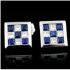 18K Gold 0.60ct Sapphire & 0.40ct Diamond Earrings