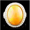 18K Gold 7.87ct Opal & 1.02ctw Diamond Ring