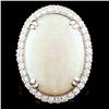 18K Gold 21.00ct Opal & 1.68ctw Diamond Ring