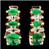 Image 2 : 14K Gold 0.46ct Emerald & 0.22ct Diamond Earrings