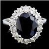 14K Gold 5.00ct Sapphire & 1.20ctw Diamond Ring