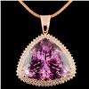 Image 1 : 14K Gold 118.41ct Kunzite & 3.04ctw Diamond Pendan