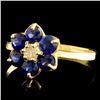 Image 2 : 14K Gold 1.00ct Sapphire & 0.10ct Diamond Ring