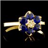 Image 3 : 14K Gold 1.00ct Sapphire & 0.10ct Diamond Ring