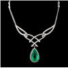 Image 1 : 18K Gold 5.58ct Emerald & 2.10ct Diamond Necklace