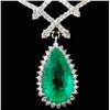 Image 2 : 18K Gold 5.58ct Emerald & 2.10ct Diamond Necklace