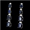 Image 2 : 14K Gold 5.00ct Sapphire & 0.35ctw Diamond Earring