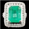 Image 1 : 18K Gold 6.06ct Emerald & 1.35ctw Diamond Ring