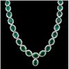 Image 1 : 14K Gold 41.47ct Emerald & 10.92ct Diamond Necklac
