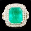 Image 1 : 18K Gold 5.50ct Emerald & 1.09ctw Diamond Ring