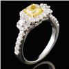 Image 3 : 18K White Gold 1.32ctw Fancy Yellow Diamond Ring