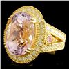 Image 2 : 14K Gold 13.84ct Kunzite & 1.72ctw Diamond Ring