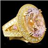 Image 3 : 14K Gold 13.84ct Kunzite & 1.72ctw Diamond Ring