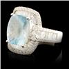 Image 2 : 14K Gold 3.43ct Aquamarine & 1.30ctw Diamond Ring