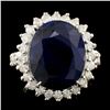 Image 1 : 14K Gold 11.90ct Sapphire & 1.24ctw Diamond Ring