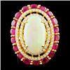 Image 1 : 18K Gold 5.27ct Opal & 0.72ctw Diamond Ring