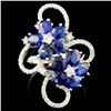 Image 1 : 18K Gold 4.90ctw Sapphire & 0.68ctw Diamond Ring