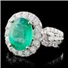 Image 2 : 18K Gold 2.85ct Emerald & 1.49ct Diamond Ring