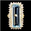 Image 1 : 14K Gold 11.79ct Aquamarine & 1.32ctw Diamond Ring