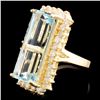 Image 2 : 14K Gold 11.79ct Aquamarine & 1.32ctw Diamond Ring