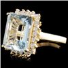 Image 2 : 14K Gold 5.45ct Aquamarine & 0.52ctw Diamond Ring