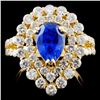 Image 1 : 18K Y Gold 2.18ct Sapphire & 1.91ct Diamond Ring