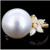 Image 1 : 18K Gold 15mm South Sea Pearl & 1.24ct Diamond Rin