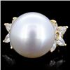 Image 3 : 18K Gold 15mm South Sea Pearl & 1.24ct Diamond Rin