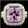 Image 1 : 18K Gold 8.23ct Kunzite & 1.35ctw Diamond Ring