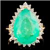 Image 1 : 14K Gold 5.14ct Emerald & 0.53ctw Diamond Ring