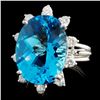 Image 2 : 14K Gold 11.14ct Topaz & 0.42ctw Diamond Ring