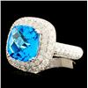 Image 2 : 14K Gold 5.46ct Topaz & 1.82ctw Diamond Ring