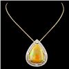 Image 2 : 14K Gold 10.93ct Opal & 1.10ctw Diamond Pendant