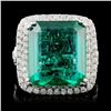 Image 1 : 18K W Gold 9.87ct Emerald & 1.33ct Diamond Ring
