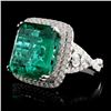 Image 2 : 18K W Gold 9.87ct Emerald & 1.33ct Diamond Ring