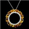 Image 1 : 14K Gold 6.00ct Sapphire & 0.45ctw Diamond Pendant