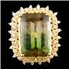 14K Gold 23.74ct Tourmaline & 0.55ctw Diamond Ring