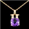 Image 1 : 14K Gold 3.50ct Amethyst & 0.03ctw Diamond Pendant