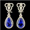 Image 1 : 14K Gold 8.65ct Tanzanite & 1.27ctw Diamond Earrin