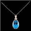 Image 2 : 14K Gold 27.54ct Blue Topaz & 0.55ctw Diamond Pend