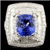 Image 1 : 18K Gold 3.44ct Tanzanite & 1.58ctw Diamond Ring